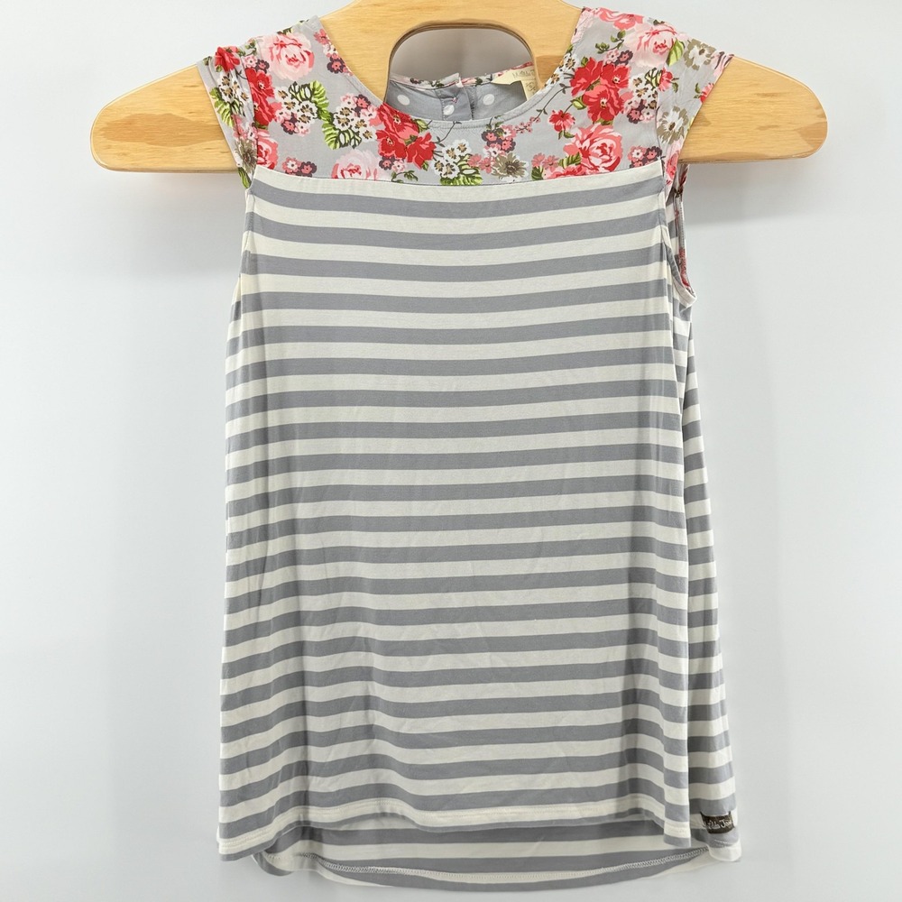 Matilda Jane Tunic Top Medium Striped Floral Polka Dot Cap Sleeve Cottagecore